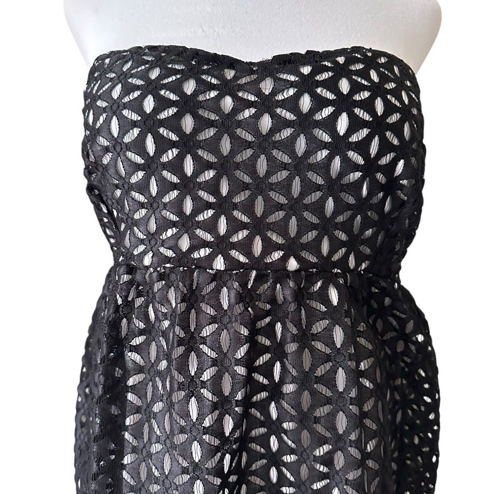 Motherhood Maternity Black Geometric Lace Knee Length Strapless Dress Size M - Picture 6 of 10